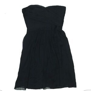 J.Crew Black Strapless Silk Chiffon Dress Size 0 Sweetheart Bodice